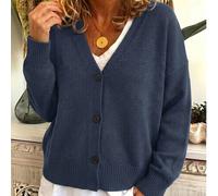 Cardigan con scollo a V e bottoni da donna, in stile casual a maniche lunghe, minimalista, adatto come indumento esterno, con un'atmosfera rilassata e rustica, adatto per l'autunno/inverno L,M,S,XL,XS
