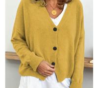 Cardigan con scollo a V e bottoni da donna, in stile casual a maniche lunghe, minimalista, adatto come indumento esterno, con un'atmosfera rilassata e rustica, adatto per l'autunno/inverno L,M,S,XL,XS