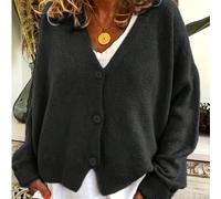 Cardigan con scollo a V e bottoni da donna, stile casual a maniche lunghe, minimalista, adatto come indumento esterno, con un'atmosfera rilassata e rustica, adatto per l'autunno/inverno L,M,S,XL,XS,XX
