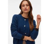 Cardigan con scollo rotondo e bottoni a cuore Blu S Tinta unita