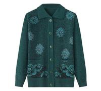Cardigan con Stampa Classica da Donna Anziana Cardigan Lavorato a Maglia di Mezza Età e Anziani Vecchia Signora Casual Top Cappotto da Nonna da Donna Primavera Autunno Abbigliamento da Madre Maglion