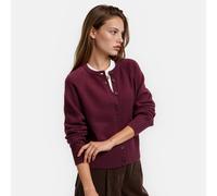 Cardigan corto con collo rotondo in misto lana e cotone Rosso M Tinta unita