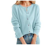 Cardigan Corto da Donna Elegante Estivo in Maglia Aperto Davanti Moda Casual con Scollo a V per Le Mezze Stagioni Golfino Maniche