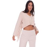 CARDIGAN CORTO WHITE WISE CON FRANGE DA DONNA WW1M437