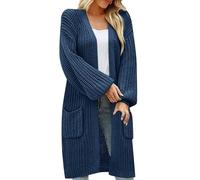 Cardigan da donna 2025 aperto sul davanti a maniche lunghe a pipistrello maglione lavorato a maglia grossa cappotti larghi con tasche, Marina Militare, 4XL