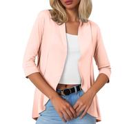 Cardigan da donna 2025 da donna moda casual tinta unita manica a tre quarti cardigan corto piccolo cappotto aperto davanti cardigan per le donne modello, rosa, S