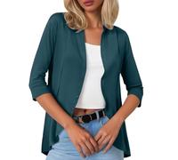 Cardigan da donna 2025 da donna moda casual tinta unita manica a tre quarti cardigan corto piccolo cappotto aperto davanti cardigan per le donne modello, Verde scuro, M