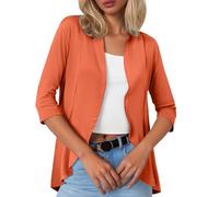Cardigan da donna 2025 da donna moda casual tinta unita manica a tre quarti cardigan corto piccolo cappotto aperto davanti cardigan per le donne modello, Arancione, XL