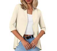 Cardigan da donna 2025 da donna moda casual tinta unita manica a tre quarti cardigan corto piccolo cappotto aperto davanti cardigan per le donne modello, Beige, L