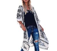 Cardigan da donna 2025 kimono da donna costume da bagno casual coverup leggero boho kimono cardigan estivo corto, Blu scuro, Taglia unica