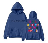Cardigan da donna 48 Nel 2024 sarà disponibile la felpa da donna con scritta "In God". La felpa con cappuccio "Dio è nel suo cuore e lei non sarà Nicki da donna con cerniera, Blu scuro, M