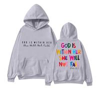 Cardigan da donna 48 Nel 2024 sarà disponibile la felpa da donna con scritta "In God". La felpa con cappuccio "Dio è nel suo cuore e lei non sarà Nicki da donna con cerniera, grigio chiaro., XL