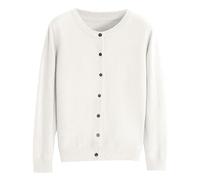Cardigan da donna a maniche lunghe maglione in pile termico leggero maglione basic casual in maglia tinta unita maglioni autunno inverno girocollo elastico elegante felpa, bianco, L