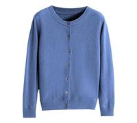 Cardigan da donna casual girocollo tinta unita a maniche lunghe maglione in pile termico leggero maglione di base maglione morbido elegante elastico autunno inverno vestiti, Blu, L