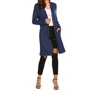 Cardigan da donna casual leggero a maniche lunghe, morbido drappeggio, aperto sulla parte anteriore (S-3X) - - L