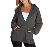 Cardigan da donna con cappuccio e cerniera, varianti di colore, felpa con cappuccio, per il tempo libero, per lo sport, a maniche lunghe, comoda, stile casual, fitness, basic, con chiusura lampo