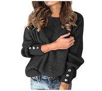 Cardigan da donna con glitter per donna, tinta unita, maglione a maglia, casual, maglione, top con spalle scoperte, Nero , 3XL