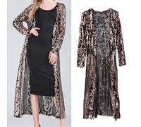 Cardigan da donna con paillettes, elegante, lungo, aperto, da festa, casual