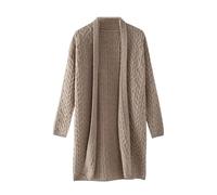 Cardigan da donna con scollo a V intrecciato lungo in lana tinta unita casual caldo spesso punto aperto maglione outwear, 1, M