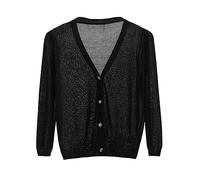 Cardigan da donna corto in cotone - cardigan da donna corto, giacca estiva, elegante, a maniche lunghe, bolero, cardigan con apertura frontale aperta, scollo a V, maglia, bolero con maniche lunghe