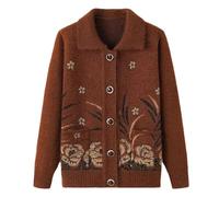 Cardigan da donna di mezza età lavorato a maglia, maglia a maniche lunghe, per primavera e autunno, vestiti da nonna, Caff, M