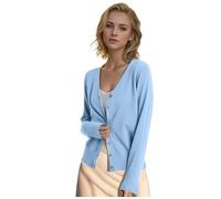 Cardigan da Donna Elegante Estivo in Maglia Maniche a 3/4 Moda Casual con Scollo V Primavera Autunno Lunghe Pullover Aperta