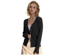 Cardigan da Donna Elegante Estivo in Maglia Maniche a 3/4 Moda Casual con Scollo V Primavera Autunno Lunghe Pullover Aperta