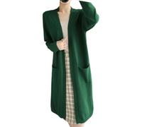 Cardigan da donna in cashmere, casual, lungo, lavorato a maglia, con scollo a V, cardigan, En8 nerastro, L