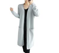 Cardigan da donna in cashmere, casual, lungo, lavorato a maglia, con scollo a V, cardigan, Grigio 9, XL