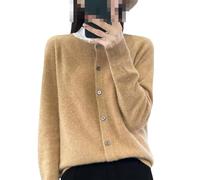 Cardigan da donna in lana autunno inverno maglione tinta unita pulsante morbido manica lunga girocollo maglioni, Jin Tuo, XL