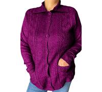 Cardigan da donna lana giacca invernale maglione con bottoni e tasche maglia M L