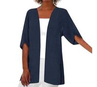 Cardigan da donna leggero, Kimono casual con maniche a sette minuti, camicia ampia con apertura sul davanti, top oversize, leggero rivestimento estivo, outfit da vacanza, O blu navy, 4XL