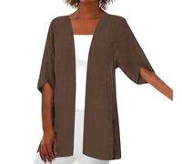 Cardigan da donna leggero, Kimono casual con maniche a sette minuti, camicia sciolta con apertura frontale, top oversize, leggero rivestimento estivo, outfit per le vacanze, P marrone., XL