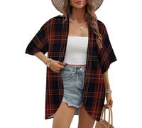 Cardigan da Donna Macdonald a Quadri Scozzesi Neri e Rossi, Giacca Casual a Maniche Lunghe alla Moda.