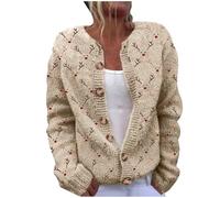 Cardigan da Donna Natalizio Maglione Natalizio Donna a Maniche Lunghe Cardigan Donna Invernale con Bottoni Cardigan di Natale con Motivo Cardigan Invernale in Lana Calda Tinta Unita Stampata