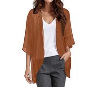 Cardigan da donna tinta unita manica a tre quarti pura protezione solare cardigan arioso delicato moda casual confortevole traspirante per tutti i giorni pendolari top, 04# Marrone, S