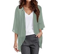 Cardigan da donna tinta unita manica a tre quarti pura protezione solare cardigan arioso delicato moda casual confortevole traspirante per tutti i giorni pendolari top, 08# Verde menta, L