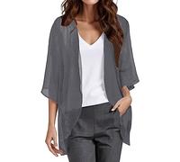 Cardigan da donna tinta unita manica a tre quarti pura protezione solare cardigan arioso delicato moda casual confortevole traspirante per tutti i giorni pendolari top, 07# Grigio, XXL
