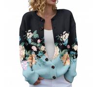 Cardigan da donna UK Plus Size con bottoni Stampa alla moda da donna maglioni lavorati a maglia leggeri a maniche lunghe maglioni autunnali invernali caldi maglioni da donna eleganti slim fit