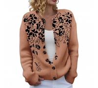 Cardigan da donna UK Plus Size con bottoni Stampa alla moda da donna maglioni lavorati a maglia leggeri a maniche lunghe maglioni autunnali invernali caldi maglioni da donna eleganti slim fit