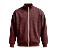 Cardigan da uomo a maniche lunghe a costine con cerniera intera | Giacca da uomo a costine con cerniera intera, stile casual, con colletto alla coreana, offre un comfort elegante per un
