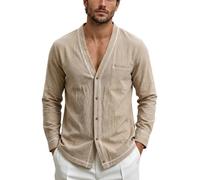 Cardigan da Uomo a Maniche Lunghe con Scollo a V e Bottoni, Versatile e CAS | Maglia 2026 Mezza Zip Uomo Shirt Vintage Intime Spiaggia Bucata Traforata Sera Natalizio Jack Grosse Over