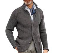 Cardigan da Uomo a Nido d'Ape, Colletto Alto, Invernale, Blazer Imbottito, Giacca in Cotone - Nero, Blu Scuro, Grigio 89 - Taglie M, L, XL, XXL, 3XL, 4XL, XXXXL