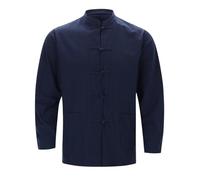 Cardigan da uomo Cardigan per uomo elegante giacca da uomo Giapponese Cinese Tradizionale Abbigliamento Tang Camicia a maniche lunghe Per gli uomini Abbigliamento Cardigan di cotone Uomo, Blu marino,