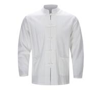 Cardigan da uomo Cardigan per uomo elegante giacca da uomo Giapponese Cinese Tradizionale Abbigliamento Tang Camicia a maniche lunghe Per gli uomini Abbigliamento Cardigan di cotone Uomo, bianco, XL