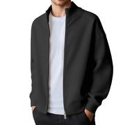 Cardigan da uomo, giacca calda, leggera, per le mezze stagioni, per camminare, per la corsa, per l'autunno, giacche con cerniera, cardigan, lavorato a maglia fine, Nero , 5XL