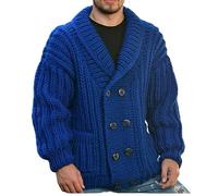 Cardigan da Uomo in Maglia Doppio Petto con Collo a Scialle Giacca a Maniche Lunghe a Pipistrello,Cardigan con Bottoni Maglione Caldo Aperto Sul Fronte Maglione Spesso Cappotto Autunnale E Invernale