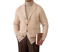 Cardigan da uomo in stile di lusso con collo a scialle a maniche lunghe monopetto retrò maglione da gentiluomo, Come Pic2, XXL