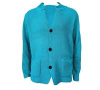 Cardigan da uomo lavorato a maglia a nido d'ape Slim Fit con bottoni a maglia a trecce giacca blazer da uomo leggero risvolto caldo giacca blazer maglione, Blu 3, XL