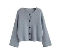 Cárdigan de Punto Knitted Cardigan Thick Solid Single Breasted Ladies Sweater Autumn Winter Long Sleeve(Grey)